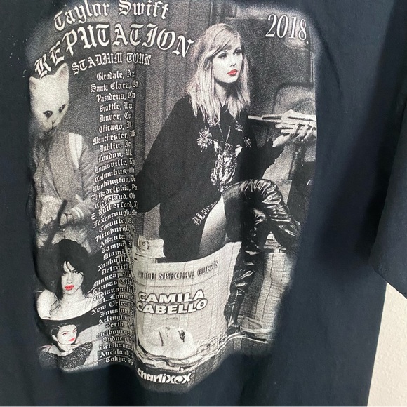 Taylor Swift Reputation 2018 Tour With Camila Cabello Black Concert Shirt - Picture 6 of 8